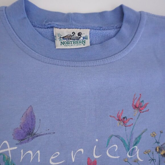 VTG Northern Reflections Purple Wildflower Butterfly Sweatshirt Nature America S - Picture 10 of 10